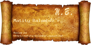 Matity Balambér névjegykártya